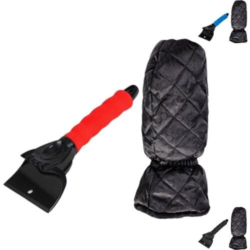 Ice Scraper Mitt, Windshield Snow Scraper Mitt with Waterproof Glove Lined of Thick Fleece for Car SUV Truck