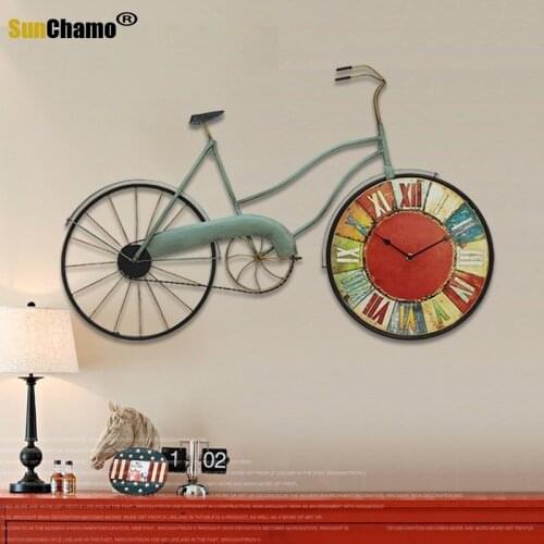 Vintage wall clock Mediterranean style decorative wall decoration Living room Stylish creative wall decoration Bicycle