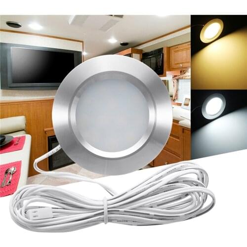 12V 12LED Recessed Ceiling Light Led Lights Round Shape Ultra-Thin Camper Interior Lighting Downlight with Cable Car accessories