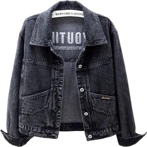 2021Spring Autumn New Denim Short Jacket Women Korean Loose Cowboy Coat Large Size Overcoat Solid Color Jeans Outwear Female 943