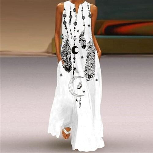 Maxi Dress Women Casual Loose Plus Size Basic Dress Flroal Printed Vocation Style Streetwear Bohemian Dresses 2021 Vestidos Robe