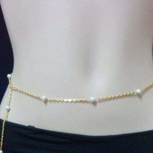 Women Sexy Body Jewelry Shiny imitation pearl Choker Waist Belly Body Chain bijoux de joias corpo For Dance party jewelry