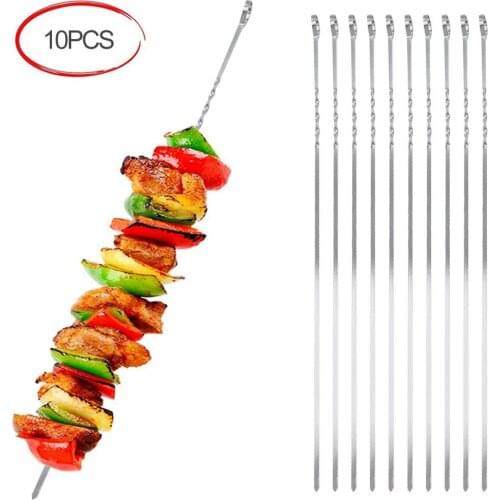 10pcs BBQ Skewers Reusable Barbecue Sticks Camping Cooking Tool For Outdoor Indoor Kitchen Supplies