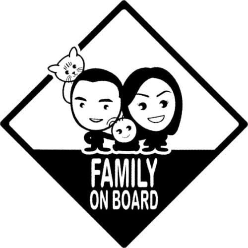12.2CM*12.2CM FAMILY ON BOARD Happy A Vinyl Sticker Decal Car Black/Silver for Suzuki Stickers