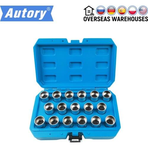 17pcs Wheel Lock Lug Nuts Key Socket Car Wheel Anti-Theft Screws Remover For Land Rover Discovers Range Rover Aurora