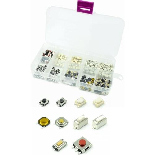 200Pcs 6x6mm Micro Momentary Tact Tactile Push Button Switches 6*6*/4.3/5/6/7/8/9/10/12/14/16mm Key Switch Assortment Kit