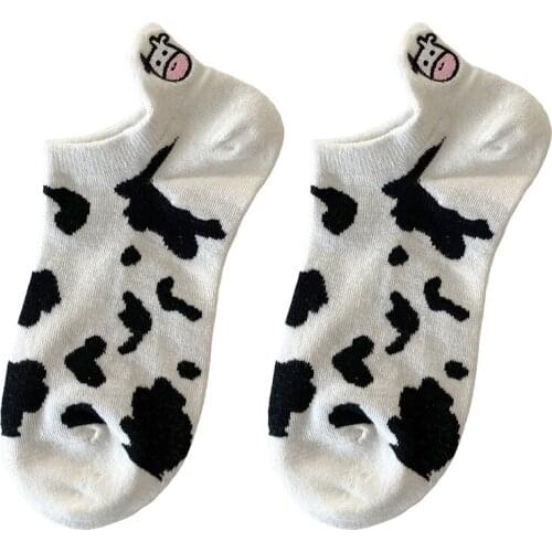2020New Product Explosion Black And White Embroidery Unisex Milk Series Socks (available From Five Pairs)