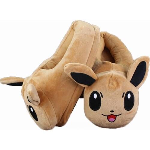 27cm Anime Eevee Cute Animal Cartoon Anime Plush Indoor Adult Slippers Stuffed Shoes Toys