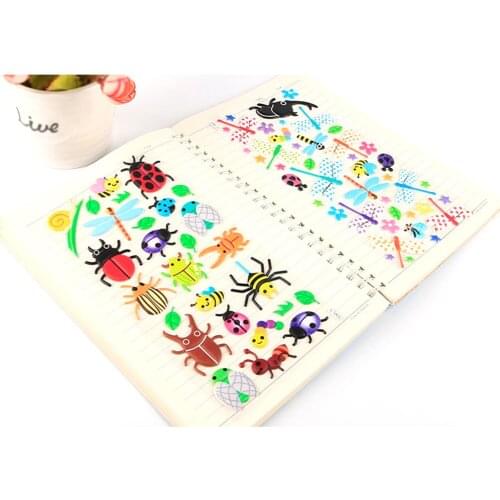 4 Sheets 3D Cartoon Insect Stickers Cute Animal Skateboard Fridge Magnet Stickers For Kids Early Learning Educational Toys