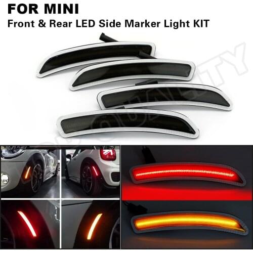 4X Smoked Lens Front Amber Rear Red LED Side Marker Light For Mini Cooper F55 F56 F57 2014 2015 2016 2017 2018 2019 Wheel Lamp
