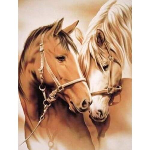 5D DIY Diamond Painting "Horse Couple" Full Square Diamond Embroidery Horses Kit Cross Stitch Rhinestone Mosaic Painting Decor