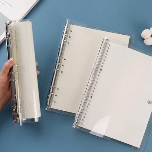 A5 A6 Diary PVC Transparent Loose Leaf Notebook Core Cover 6 Rings Binder Organizers Planners & 80Sheets Blank Inner Page Office