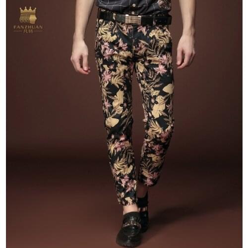 Free Shipping fashion casual Mens male New 2015 man summer nine jeans personality stamp ninth pants trousers 15915 on sale