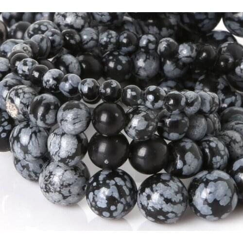 4 6 8 10mm Snowflake Obsidian Spacer Black Round Natural Stone Beads For Jewelry Making DIY Earrings Bracelet Necklace Cheap