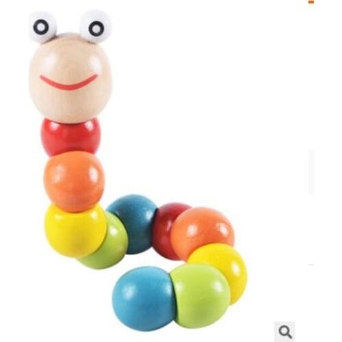 Colorful caterpillar wood caterpillar animal doll children wooden educational toy