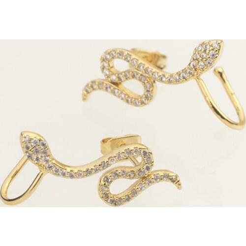 V Attract 10Pairs Boho Crystal Snake Stud Statement Earrings for Women Earring 3 Colors Trendy Crystal Earrings Earring