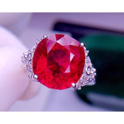E524 Fine Jewelry Real 18K Gold AU750 100% Natural Red Tourmaline Gemstone 8.2ct Female Rings for Women Fine Ring