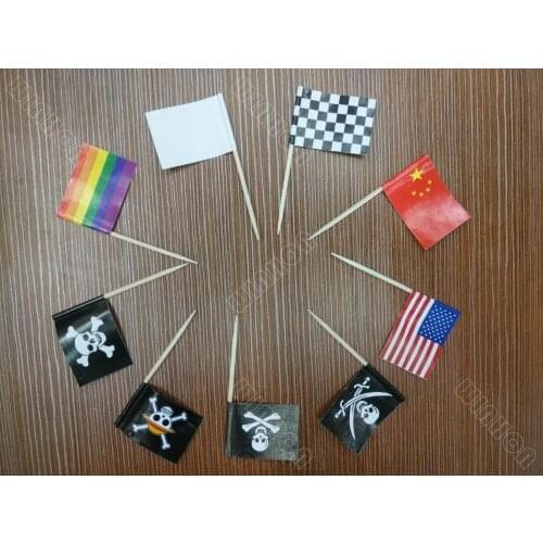 Hot Selling F1 RacingToothpick Flags Lesbien Gay Rainbow Toothpick Flag Pirate Skull Picks White blank flags For Parties
