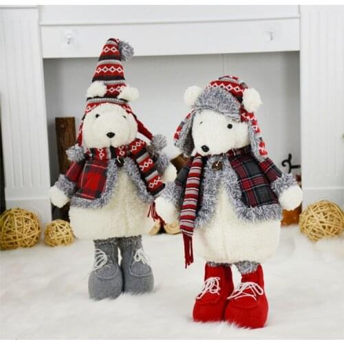 Toy Christmas Decorations for Home Office Cute Plush Bear Doll Table Decor Christmas