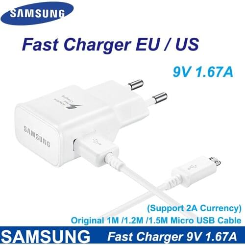 For SamSung 9V 1.67A Fast Charge 1.5M Micro USB Cable S10 S8 S9Plus Fast Charger Travel Adapter For Samsung Note 10 9 8 A50 A70