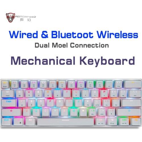 Motospeed Bluetooth Wireless Mechanical Keyboard Mini 61 Key Gaming Keyboards RGB Backlight Blue Red Switch For Laptop Russian