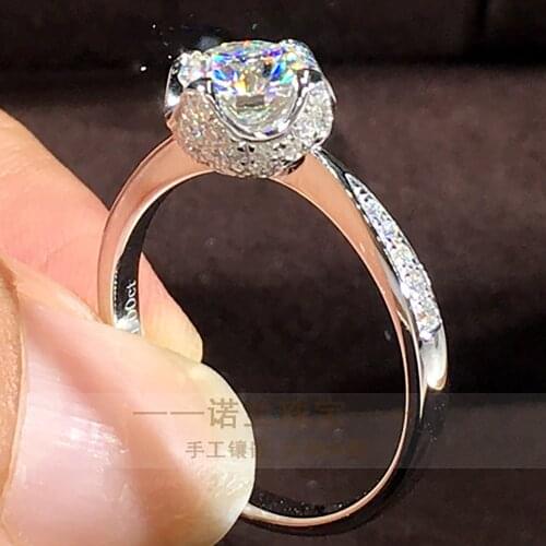 14K Au585 White Gold Women Ring Moissanite Diamonds 1 2 3 4 5 Carat Rose Flower Bud Wedding Party Engagement Anniversary Ring