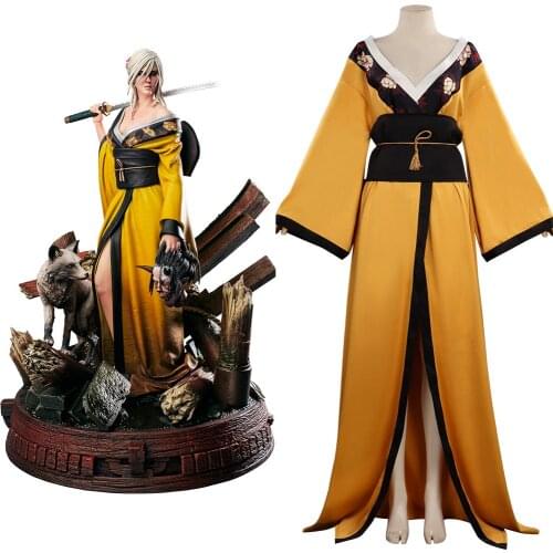 Ciri Cosplay Costume Kimono Long Robe Dress Belt Outfits Halloween Carnival Suit