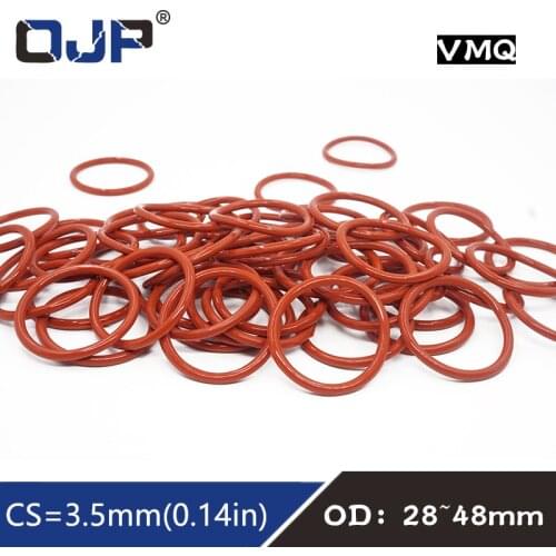 5PCS/Lot Red Silicon Rings Silicone/VMQ O-ring 3.5mm Thickness OD28/32/35/37/38/40/45/48mm Rubber ring Sealing Gasket Sanitary W