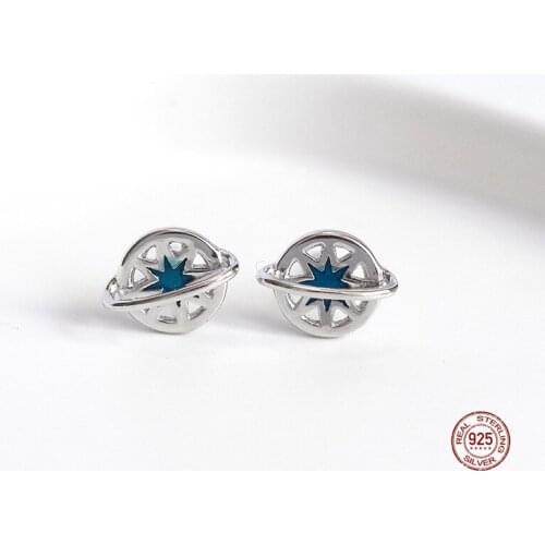 LKO Dream Cosmic Planet-The Ball 925 Sterling Silver Stud Earrings Simplicity Design For Women Party Jewelry Gift Accessories