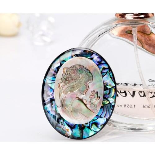 Fashion Natural Shell Brooch Beautiful Head Relief Brooches for Women Pins Jewely Accessories