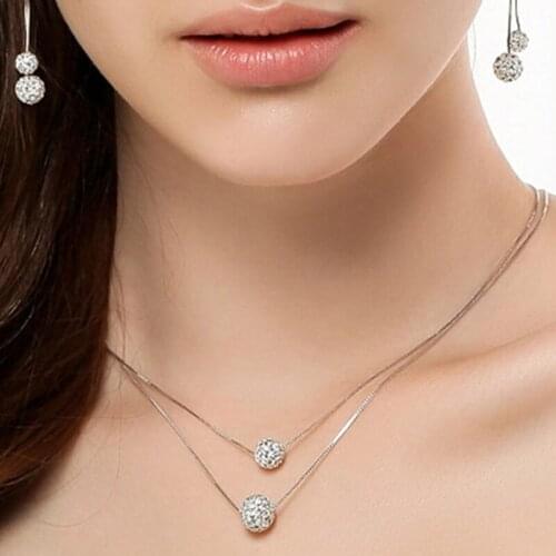 Utimtree Trendy Double Line Box Chain Cubic Zirconia Necklaces Womens Jewelry Statement Pendant Necklace for Wedding Engagement