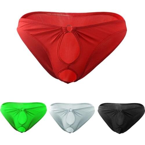 Mens sexy underwear panties exposed penis sexy breathable hole panties briefs temptation transparent panties youth favorite