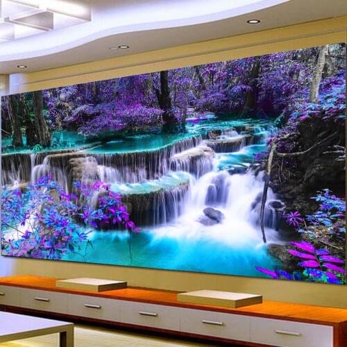 5D DIY Diamond Painting Kit, Full Diamond Embroidery Cross Stitch Arts Craft Supply for Wall Decor Waterfall