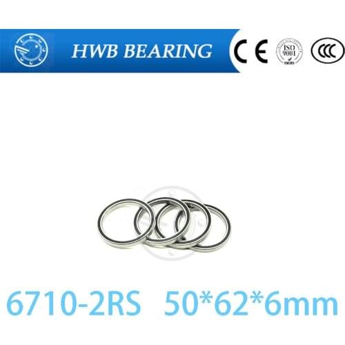 Free shipping 6710 2RS Bearing (4PCS) 50x62x6 mm Thin Section 6710-2RS Ball Bearings 61710 2RS 6710RS 50*62*6mm
