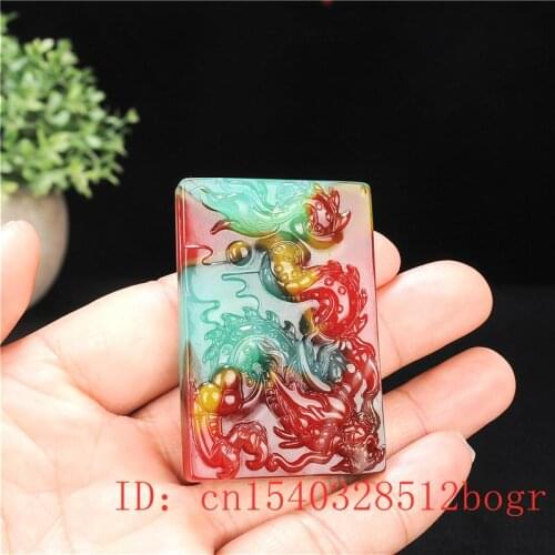 Colour Jade Dragon Pendant Fashion Women Jadeite Gifts Natural Jewelry Carved Chinese Charm Necklace Amulet