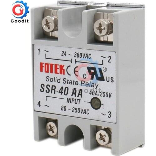 Solid State Relay SSR-40AA 40A AC Control AC Relais 80-280V AC TO 90-480V AC SSR 40AA