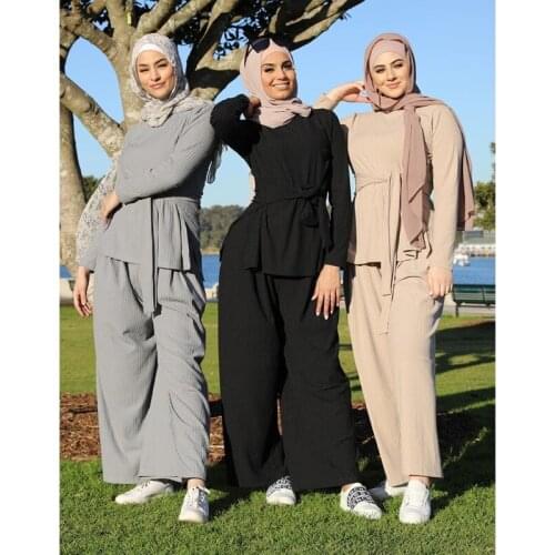 Casual Spring Autumn Womens Long-sleeved Wide-leg Pants Knit Suit Loose Commuter Clothing Dubai Simple Ladies Sets Ladies Sets