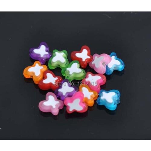 DIY Mixed Colorful Butterfly Acrylic Spacer Beads For Jewelry handmade 300PCs 10x10mm YKL0201
