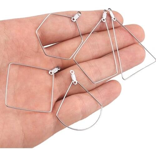 20pcs/lot Stainless Steel Wire Earring Hooks Connector for DIY Irregular Dangle Hoop Earrings Findings Jewelry Making Wholesale