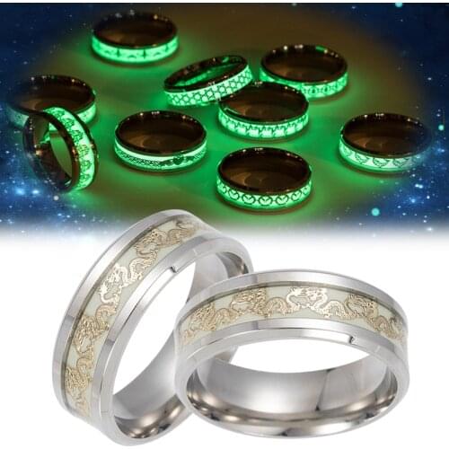 Luminous Ring Gold Fashion Man Minimalist Stainless Steel Ring Glowing Ring Couple In The Dark Jewelry Black Domineering