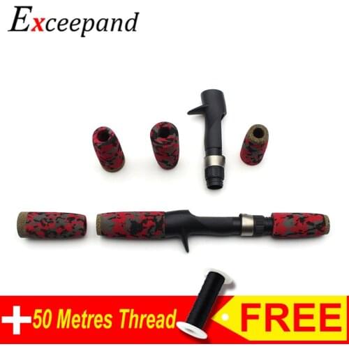 Exceepand Red Camouflage Casting Fishing Rod Caster Handle Rod Building Split Grip with Reel Seat