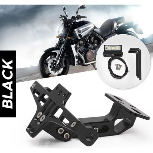 Motorcycle Universal Adjustable Telescopic Fender Tail Wing LED Light Modified License Plate Holder for YAMAHA Kawasaki Honda