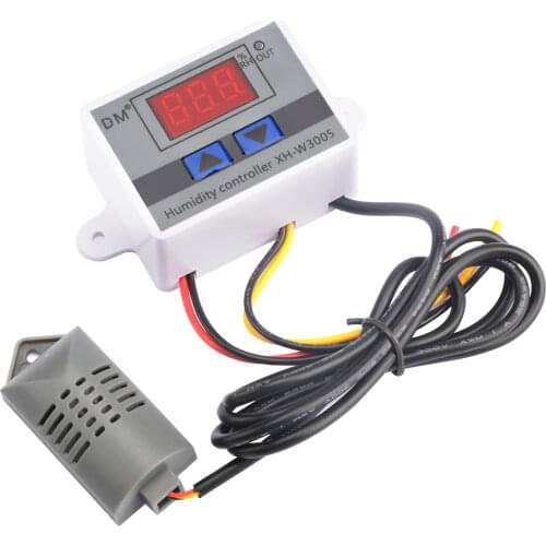 XH-W3005 W3005 DC 12V 24V 220V 10A Digital Humidity Controller Hygrometer Control Switch 0~99%RH Hygrostat w/ Humidity Sensor