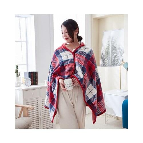 Plaid Women Winter Flannel Winter Warner Shawl Blanket With Button Poncho Capes Lazy Nap Office Air Conditioning Small Blankets