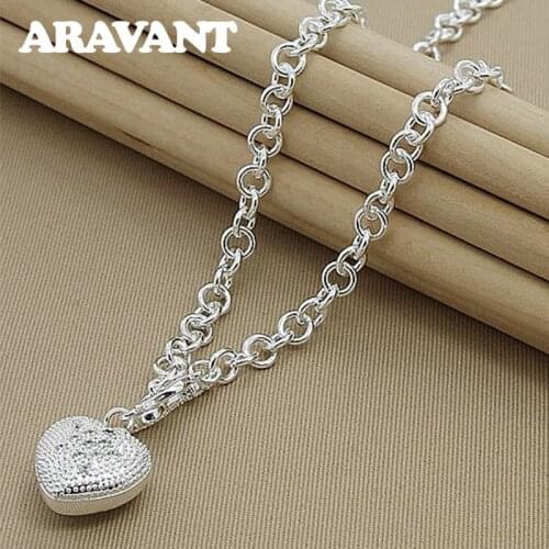 925 Silver Jewelry Heart Pendants Necklaces Chains For Women Valentines Day Top Quality Jewelry Gift
