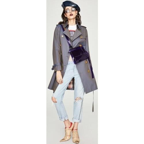 England style women trench coat 2019 Fall/Winter double-breasted windbreaker coat Chic womens elegant overcoat A637