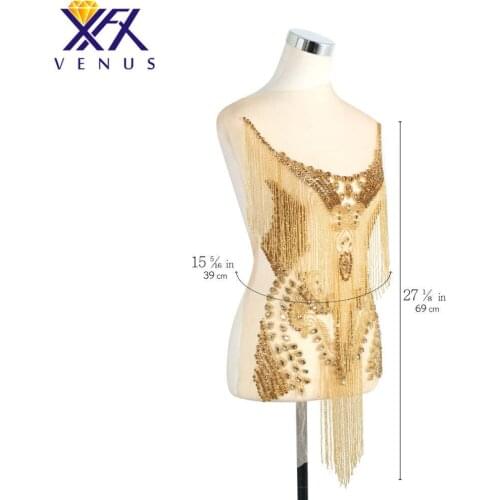 XFX VENUS Lady Pure Handmade Dress Wedding Dress Applique Patch, Bridal Supplies Crystal Sequin Rhinestone Beaded Bodice