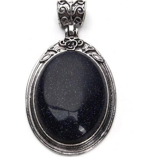 1PC 38X67mm Antique Silver Color Natural Stone Necklace Pendant Jewelry Opal Stone Quartz Pendant Jewelry Findings