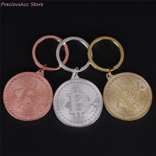 1pc Bronze Color Alloy Bitcoin keychain For Women Man Gift Gold New Car Bag keyring Jewelry 4CM*4 CM/1.57IN*1.57 IN