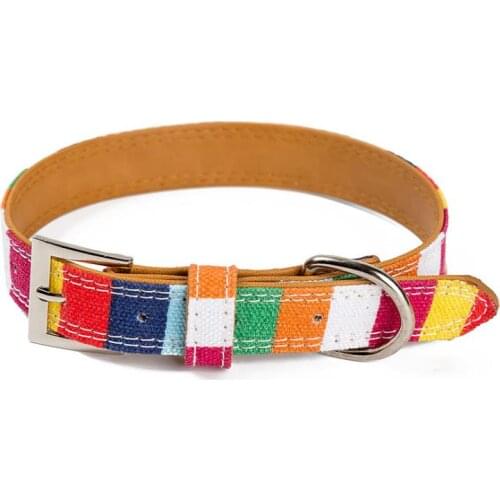 1PC Fashion Rainbow Pet Dog Puppy Collar or Leashes Adjust Waterproof Necklace Collar Dog Supplies 5 Size XXS-L Dog Leads PU